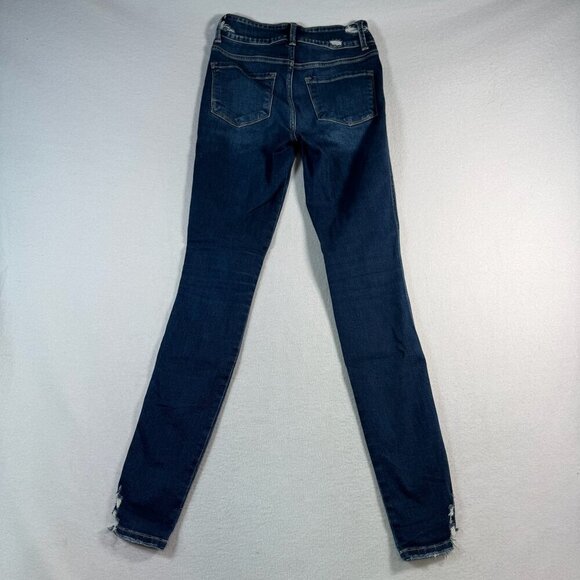 Flying Monkey Jeans Womens 26 Blue Skinny Mid Rise Dark Wash Stretch Distressed - Picture 2 of 11